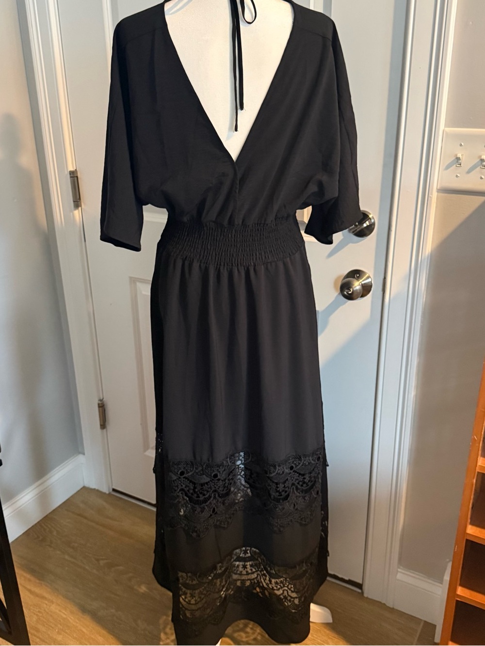 Olaesa V-Neck Lace Smocked Waist Boho Maxi Dress - Picture 10 of 15